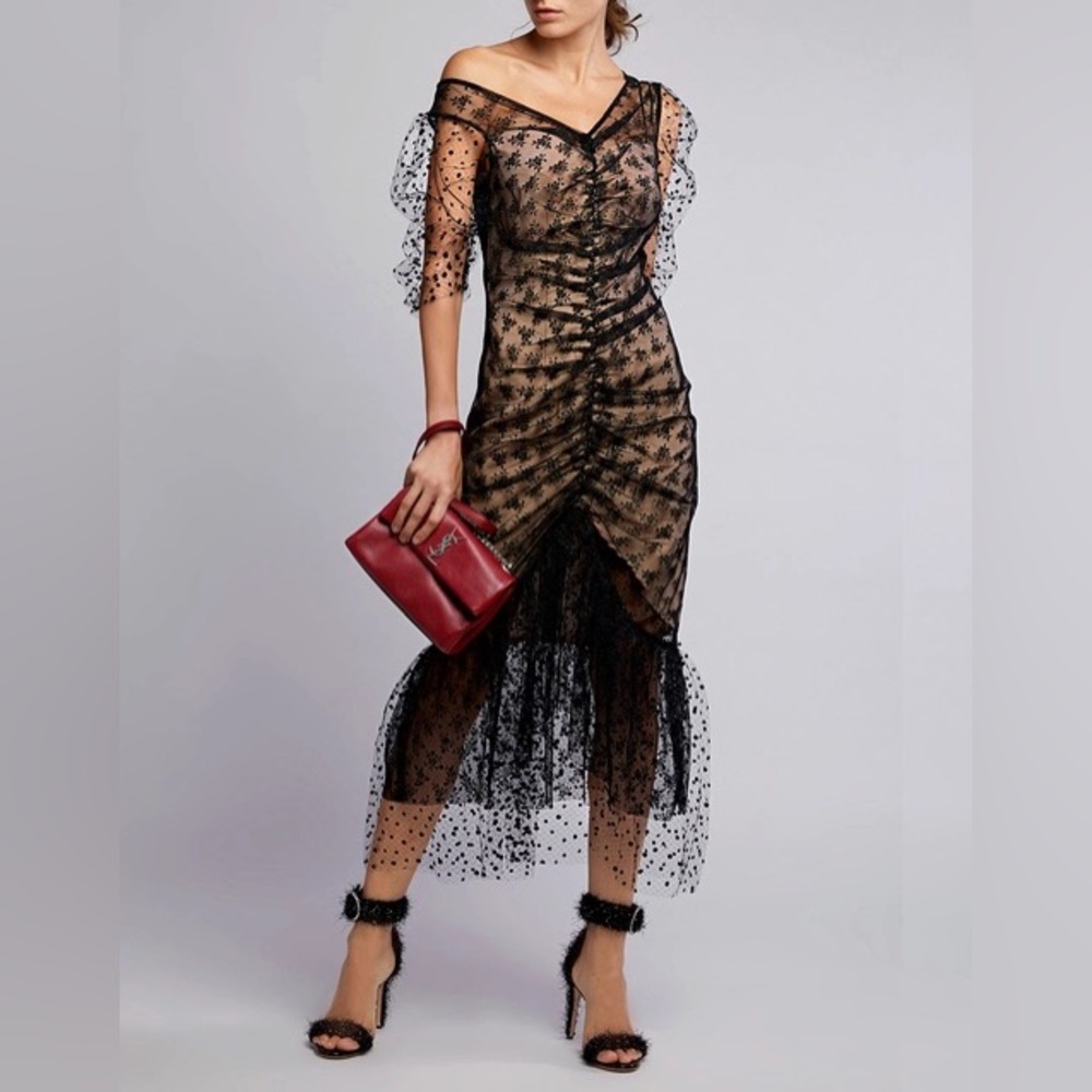 ALICE MCCALL Foral Mesh Midi Dress